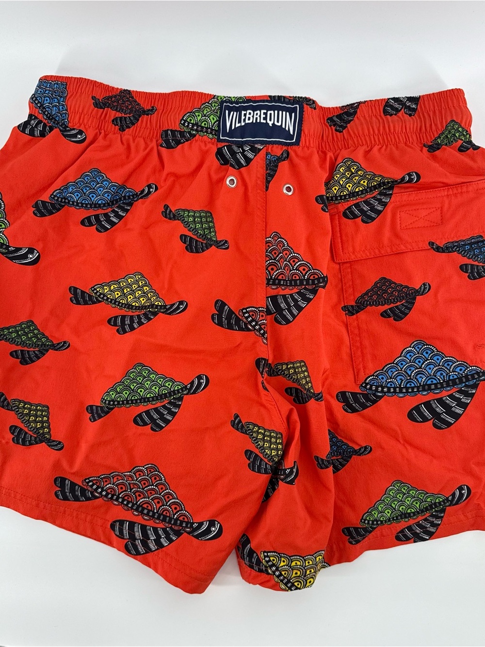 Vilebrequin Men’s Swim Trunks XL Orange Ronde Des Tortues Turtle St-Tropez Short